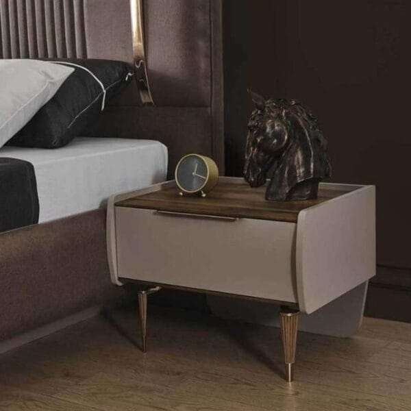 Russo Contemporary Padded Wood Grain King Bed