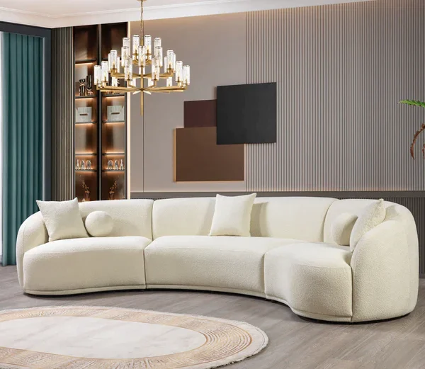 Serene Modular Boucle Curved Sectional Sofa