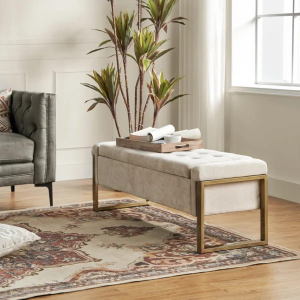 Shanieka Button-Tufted Modern Flip Top Storage Bench