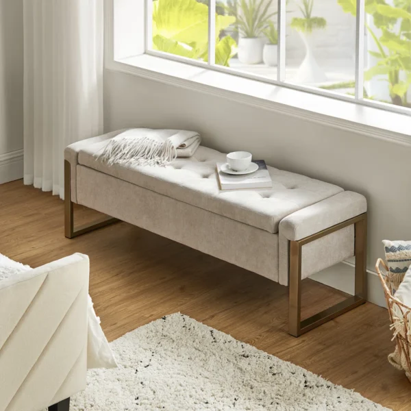 Shanieka Button-Tufted Modern Flip Top Storage Bench