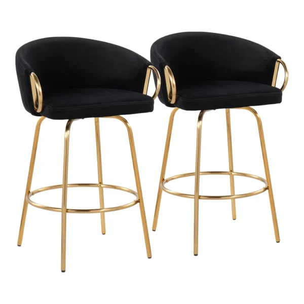 Battista Luxe Gold Swivel Bar & Counter Stool