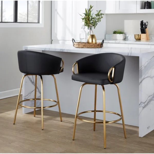 Battista Luxe Gold Swivel Bar & Counter Stool