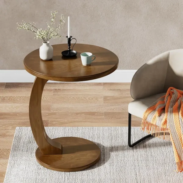 Luna Curve Mid-Century Modern C-Shaped Side Table