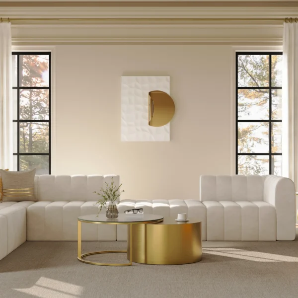 Solstice-Glow Coffee Table & Nesting Glass Center Table