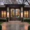 Wood Double Doors with Sidelights, Mahogany Entryway, Luxury Front Door with Glass, Modern Farmhouse Exterior Door, Custom Wood Double Doors, Grand Entry Doors.
