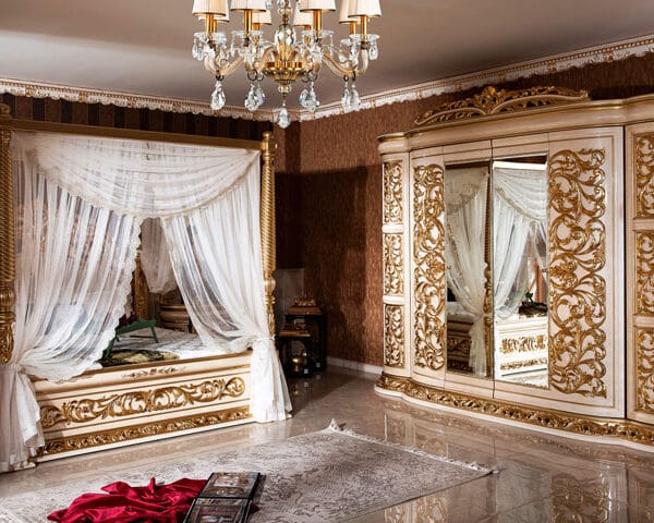 Sultani Canopy Royal Gold Bedroom Set
