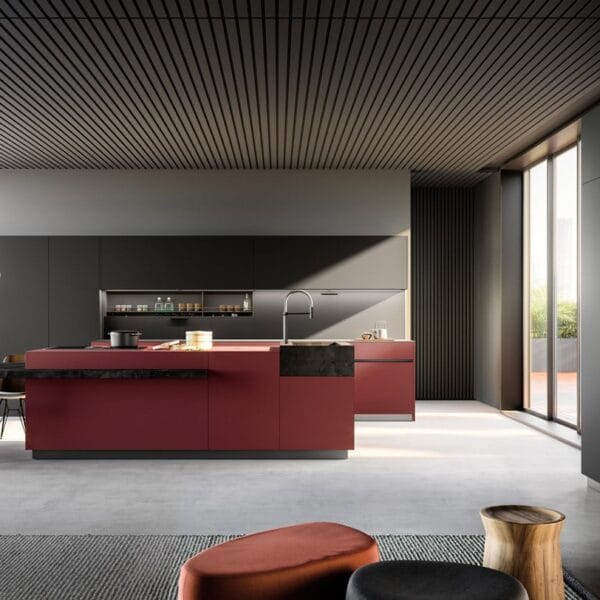 Tau Crimson Edge Red & Black Modular Kitchen