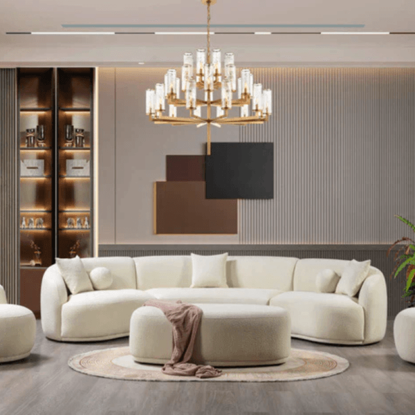 Serene Modular Boucle Curved Sectional Sofa