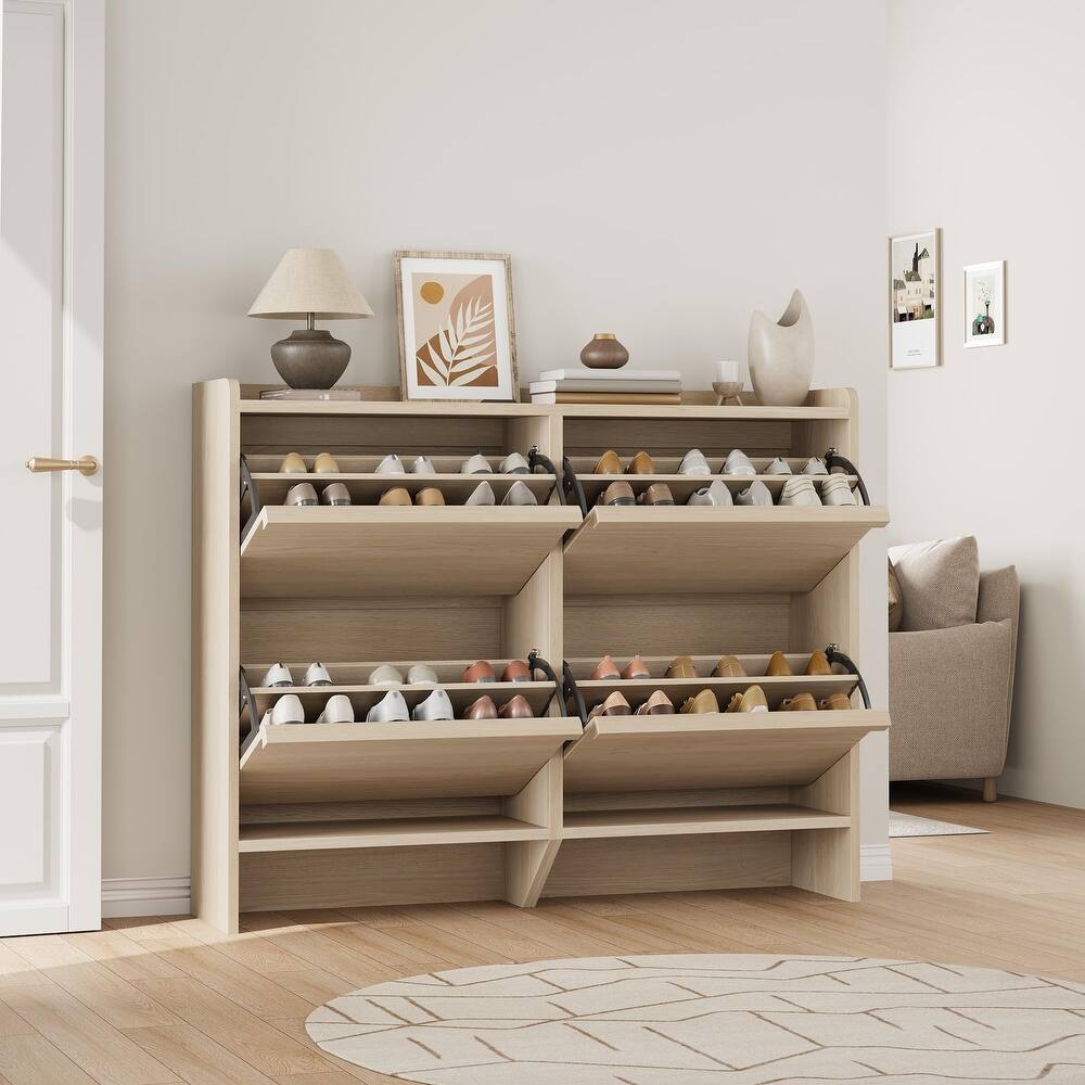 Urban Oak Slimline Entryway Shoe Storage Cabinet