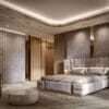 Valdes High-Gloss Glam Gold Accent King Bed