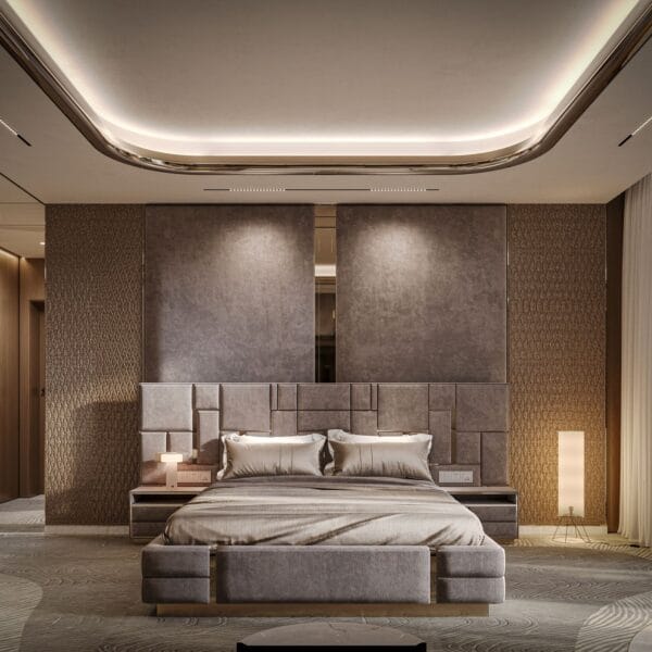 Valdes High-Gloss Glam Gold Accent King Bed
