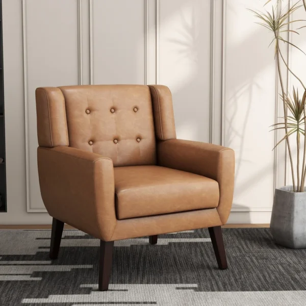 Valencia Mid-Century Modern Faux Leather Accent Chair