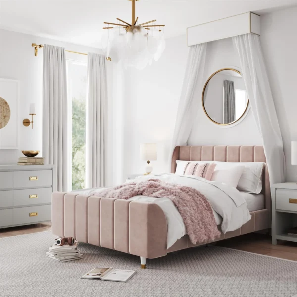 Valentina Dream Velvet Luxury Upholstered Kids Bed Set