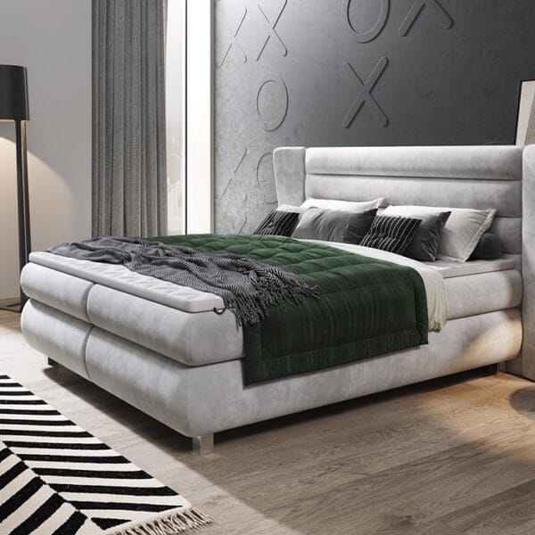 Valentino Sculptural Wingback Grey King Bed