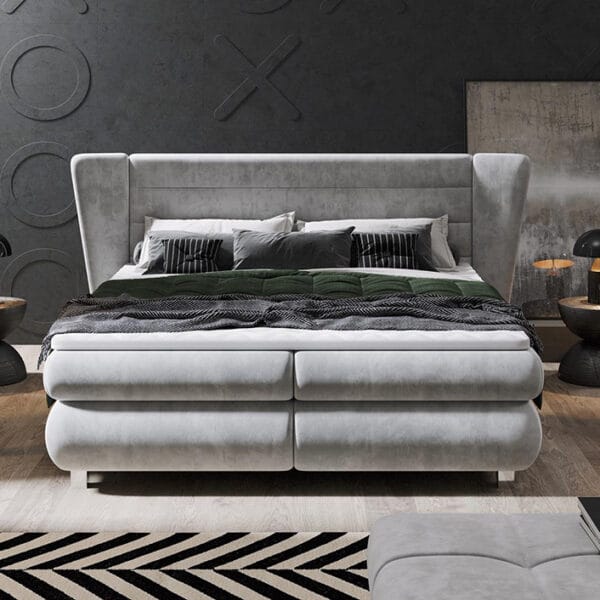 Valentino Sculptural Wingback Grey King Bed