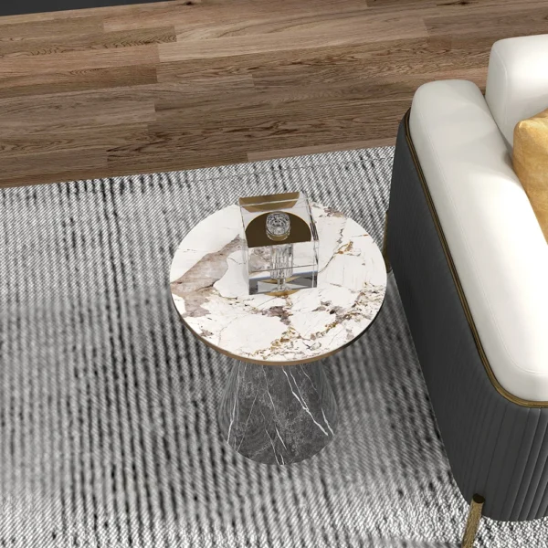 Venezia White Modern Marble End Table