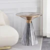 Venezia White Modern Marble End Table