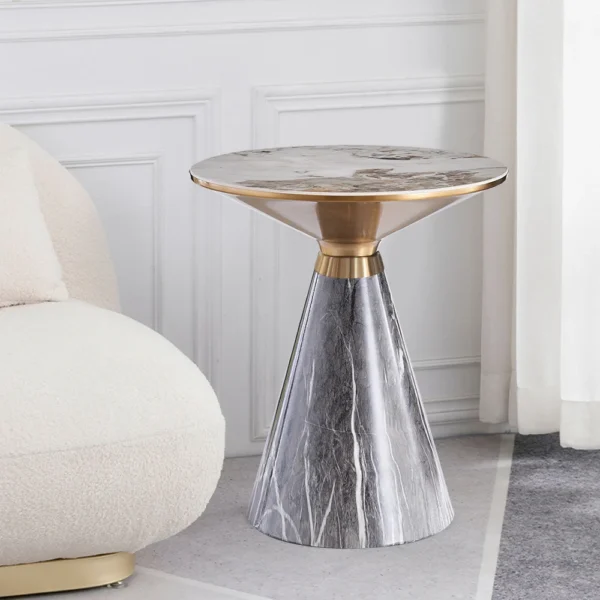 Venezia White Modern Marble End Table