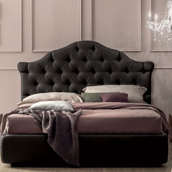 Veneziano Classic Tufted Leather Dark King Bed
