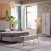 Versa Geometric Dark Wood Gold King Bed