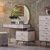 Versa Geometric Dark Wood Gold King Bed