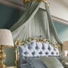 Versailles Canopy Aqua Gold Tufted King Bedroom Set