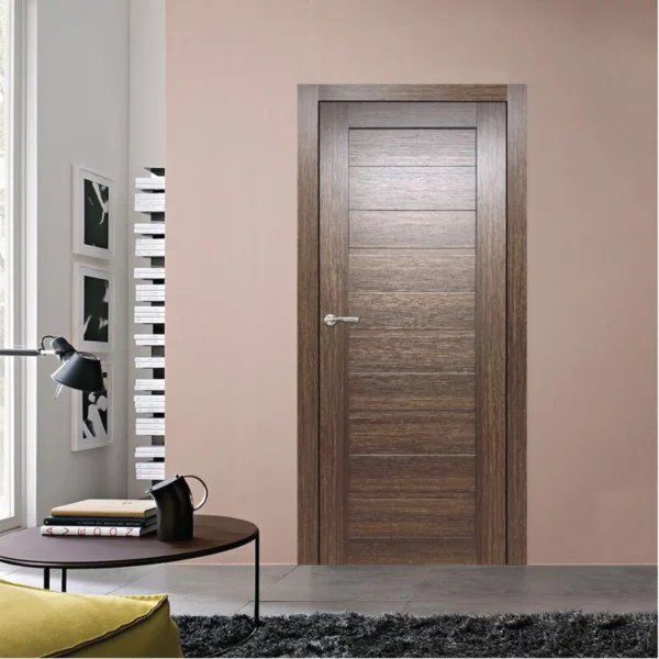 Vertical Line Walnut Modern Interior Single Door