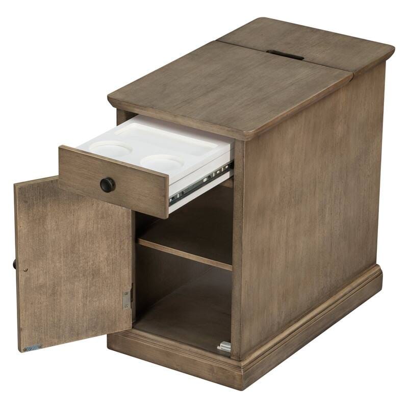 Everleigh Vintage Wood USB Charging Port Sofa Side Table