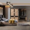 Vizyon Modern Wingback Black King Bed