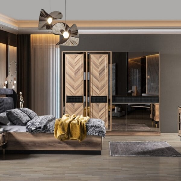 Vizyon Modern Wingback Black King Bed