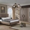 Russo Contemporary Padded Wood Grain King Bed