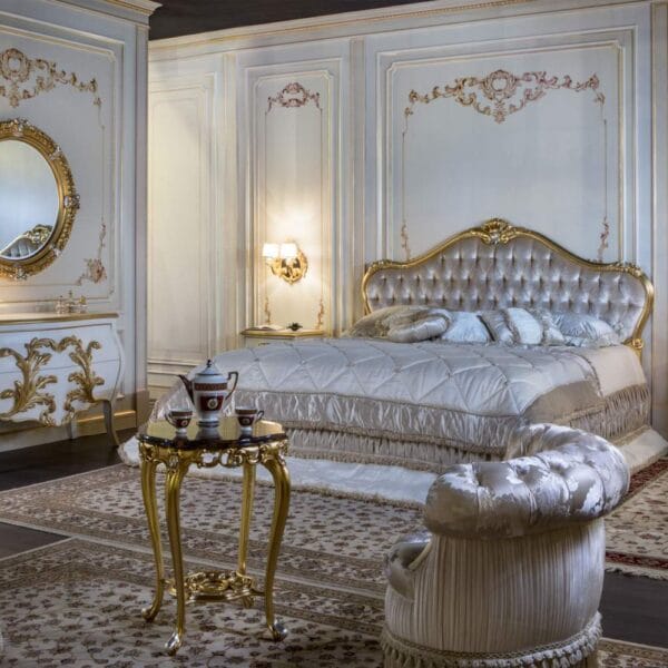 Imperial Serene Gold Tufted Velvet Bed