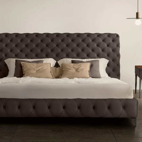 Tonin Elegant Tufted Leather King Bed