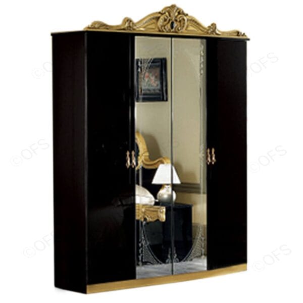 Barocco High-Gloss Black & Gold King Bed Set