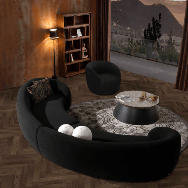 Majestic Noir Tufted Velvet Black Gold Sectional