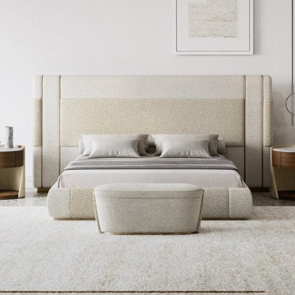 Avellino Contrast Padded Dark Wood King Bed