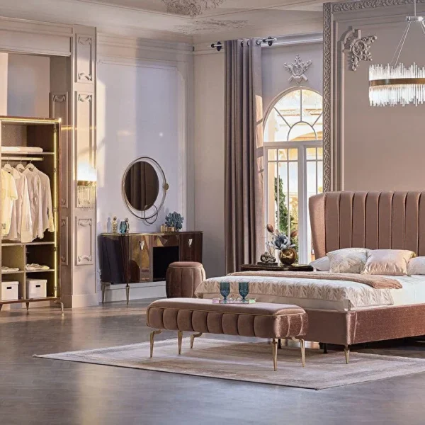 Longhi Minimalist Padded Neutral King Bed