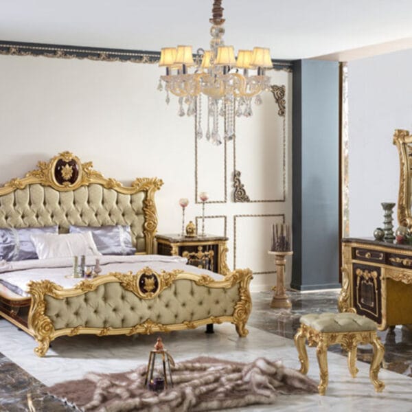 Asalet Baroque Dark Gold King Bedroom Set
