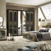 Avanos Opulent Gold-Trimmed Tufted King Bedroom Set
