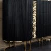 Lyon Majestic Fluted Velvet Black King Bed