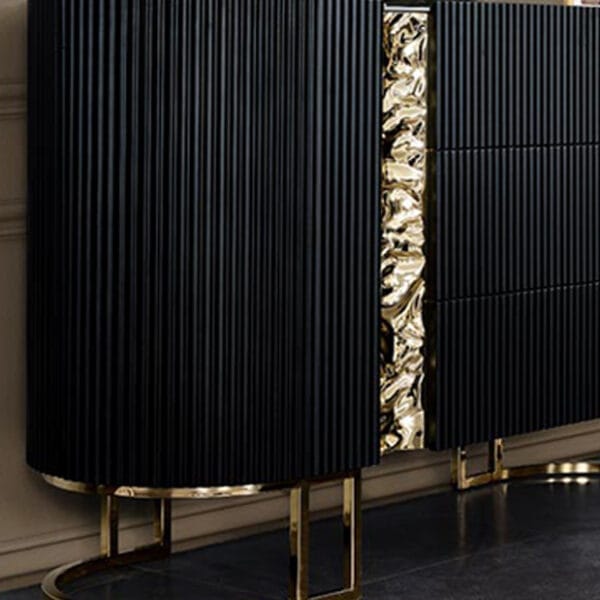 Lyon Majestic Fluted Velvet Black King Bed