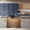 Skyline Azure & Oak Hub Luxury Contemporary Italian Modular Kitchen