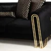 Midnight Glamour Deluxe Black Velvet Sofa Set