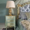 Versailles Canopy Aqua Gold Tufted King Bedroom Set