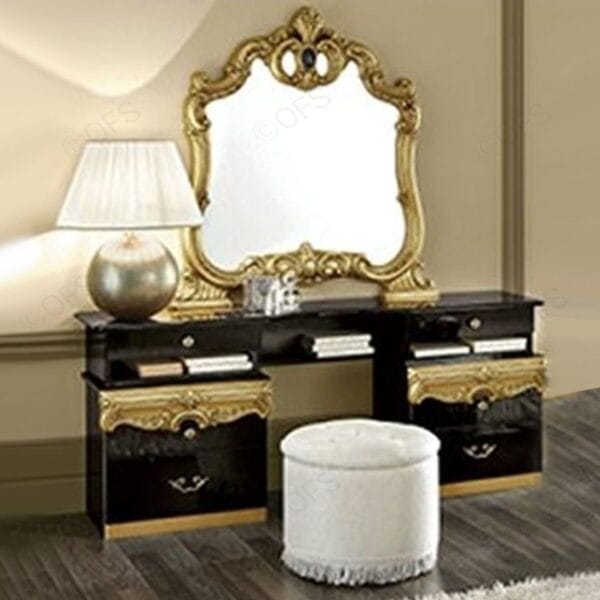 Barocco High-Gloss Black & Gold King Bed Set