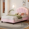Blossom Glow Upholstered Flower-Shape Kids Bed