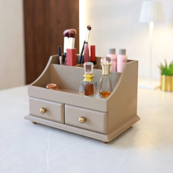Elegance Dual-Drawer Vanity Station + Professional Makeup Organizer with Drawers