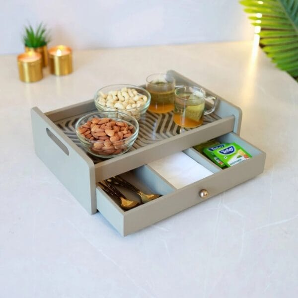 Artisan Glass-Top Rattan Tray + Multipurpose Serving & Vanity Tray