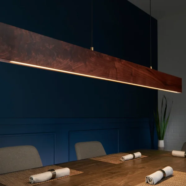 Modern Wood Linear Beam Chandelier