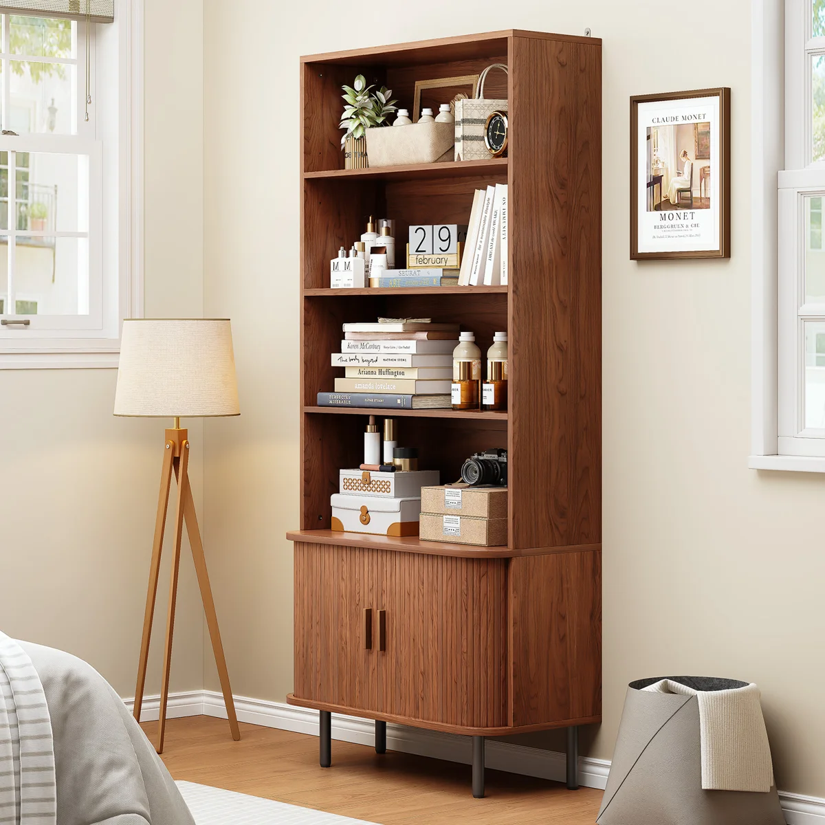 Vigo Fluted Wood Storage Bookcase